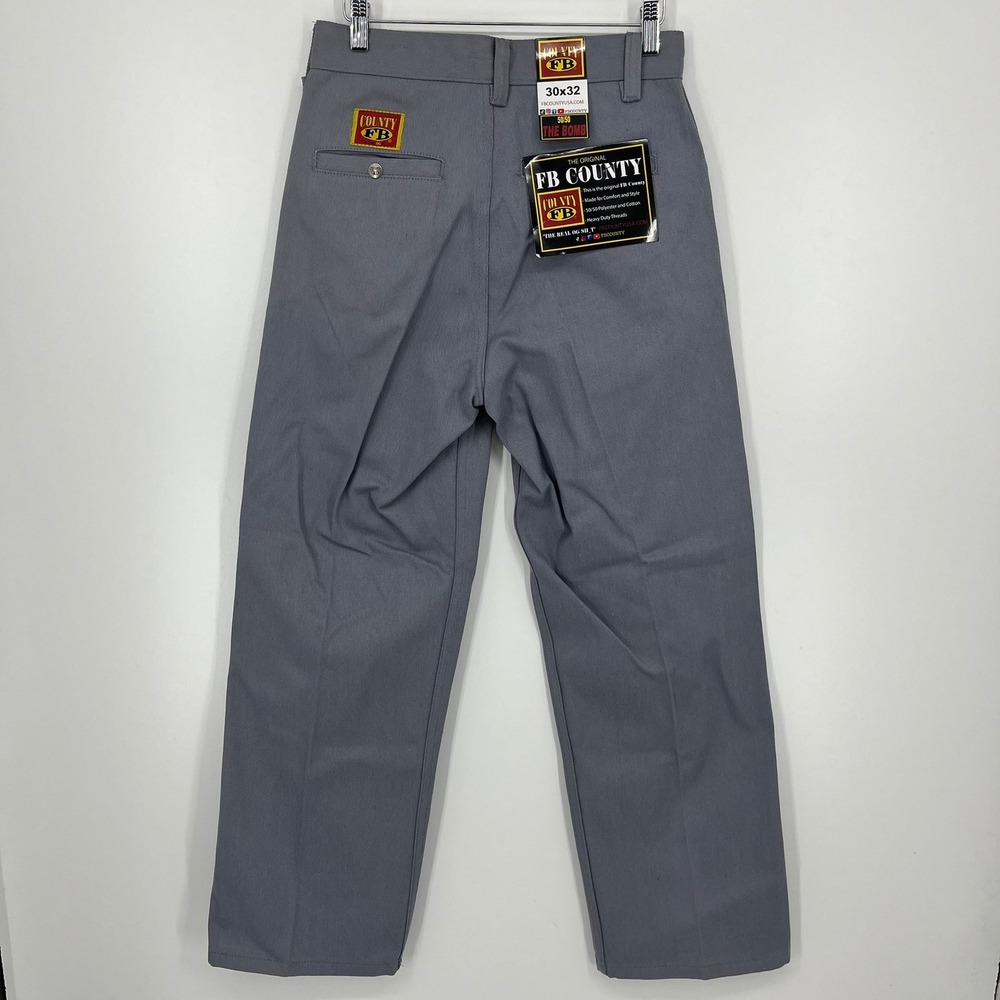 FB County Mens Grey Work Pants 30x32 Heavy Duty 50/50 Blend OG Style New